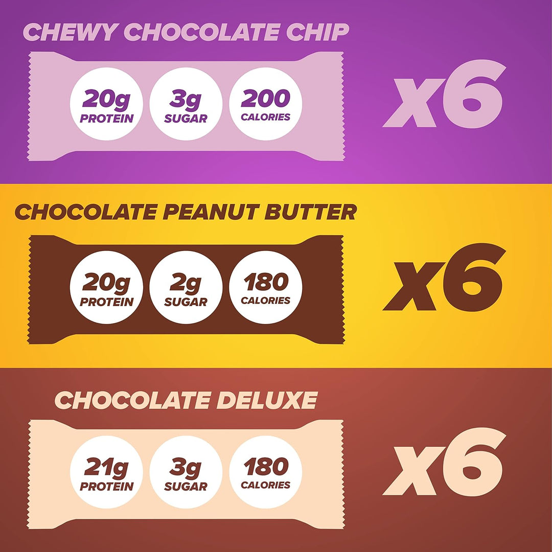 Pure Protein Bars Chocolate Variety Pack, 18 Count, 20–21g Protein