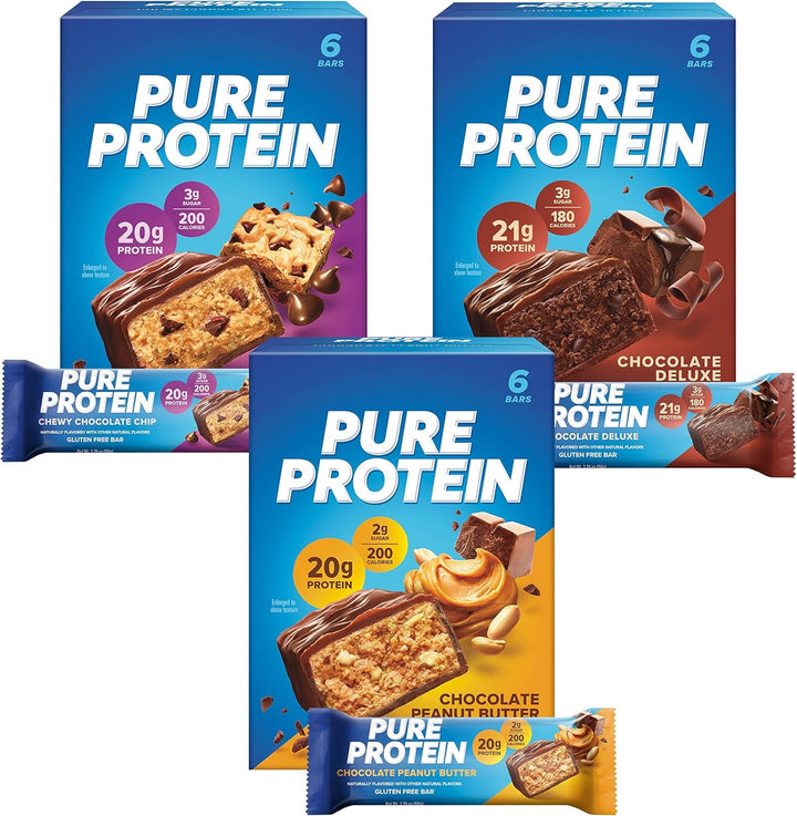 Pure Protein Bars Chocolate Variety Pack, 18 Count, 20–21g Protein
