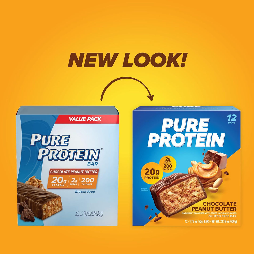 Pure Protein Bars, Chocolate Peanut Butter, 12 Ct, 20g Protein