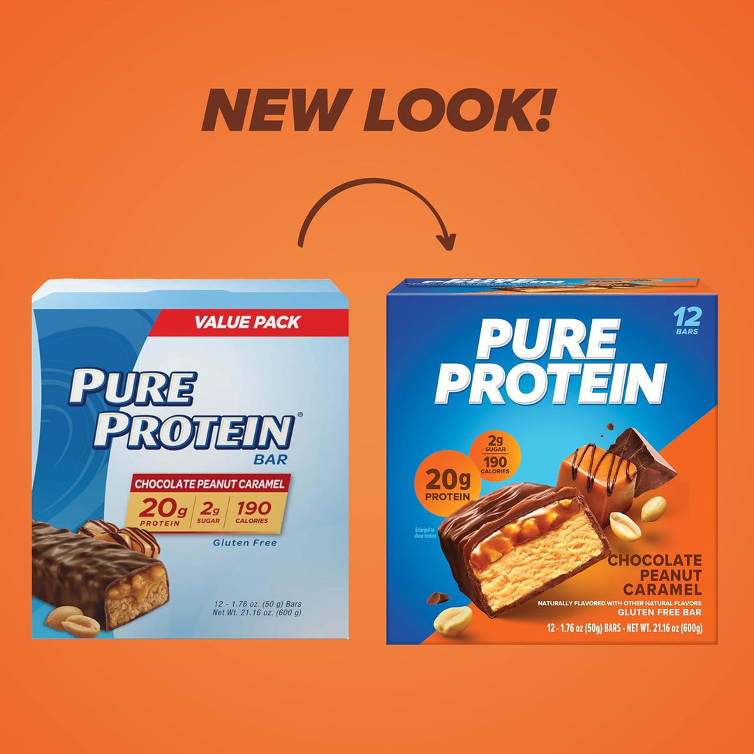 Pure Protein Bars Chocolate Peanut Caramel, 12 Ct, 20g Protein