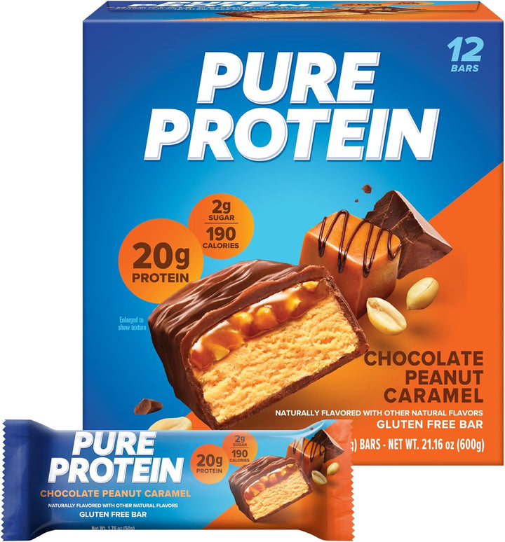 Pure Protein Bars Chocolate Peanut Caramel, 12 Ct, 20g Protein