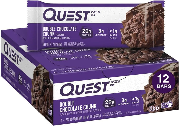 Quest Double Chocolate Chunk Protein Bars | 20g Protein, Keto Friendly