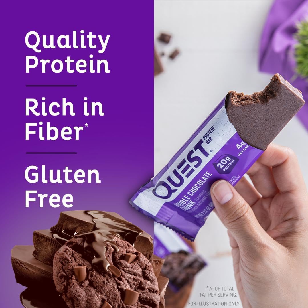 Quest Double Chocolate Chunk Protein Bars | 20g Protein, Keto Friendly