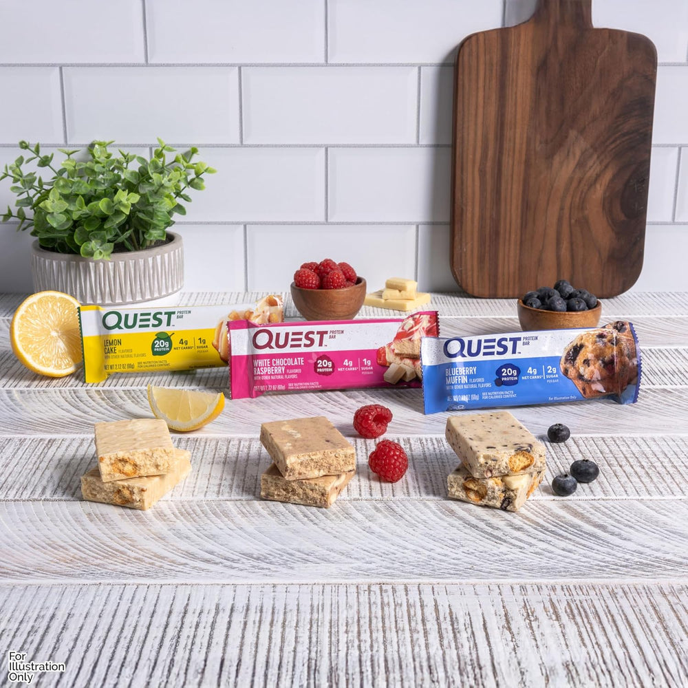 Enjoy fruity flavors with the Quest Fruit Flavored Variety Pack Protein Bars. Each 2.12 oz bar delivers 20g high-quality protein, only 4g net carbs, and 1–2g sugar, making it the perfect keto-friendly, gluten-free snack. Packed with complete dairy-based protein to fuel muscle recovery and energy, these bars are ideal for on-the-go snacking, post-workout refuel, or a healthy sweet treat.