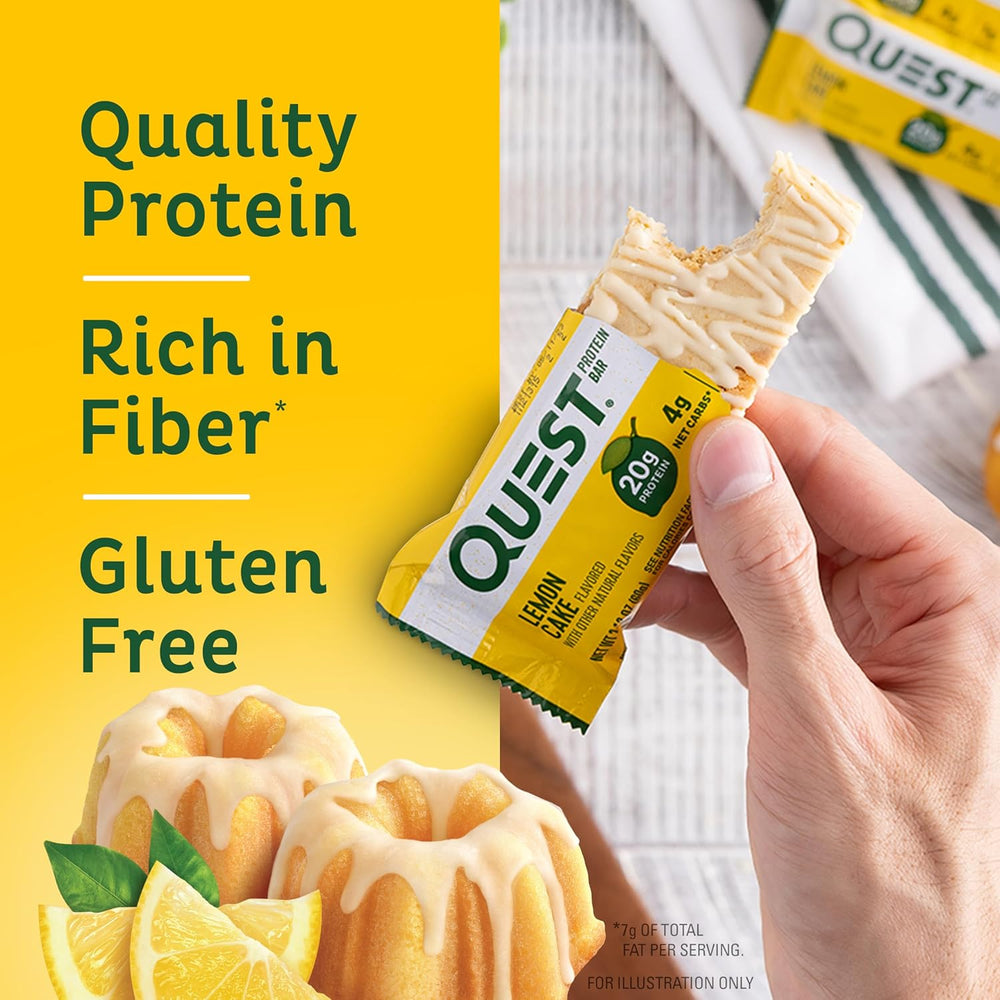 Brighten your day with the zesty flavor of Quest Lemon Cake Protein Bars. Each bar delivers 20g high-quality dairy protein, only 4g net carbs, 13g fiber, and just 1g sugar, making it a perfect keto-friendly, gluten-free snack. Packed with complete proteins containing all 9 essential amino acids, these bars support muscle recovery, energy, and balanced macros. Enjoy the refreshing taste of lemon cake without added sugar—ideal for on-the-go snacking, post-workout fuel, or a guilt-free dessert.