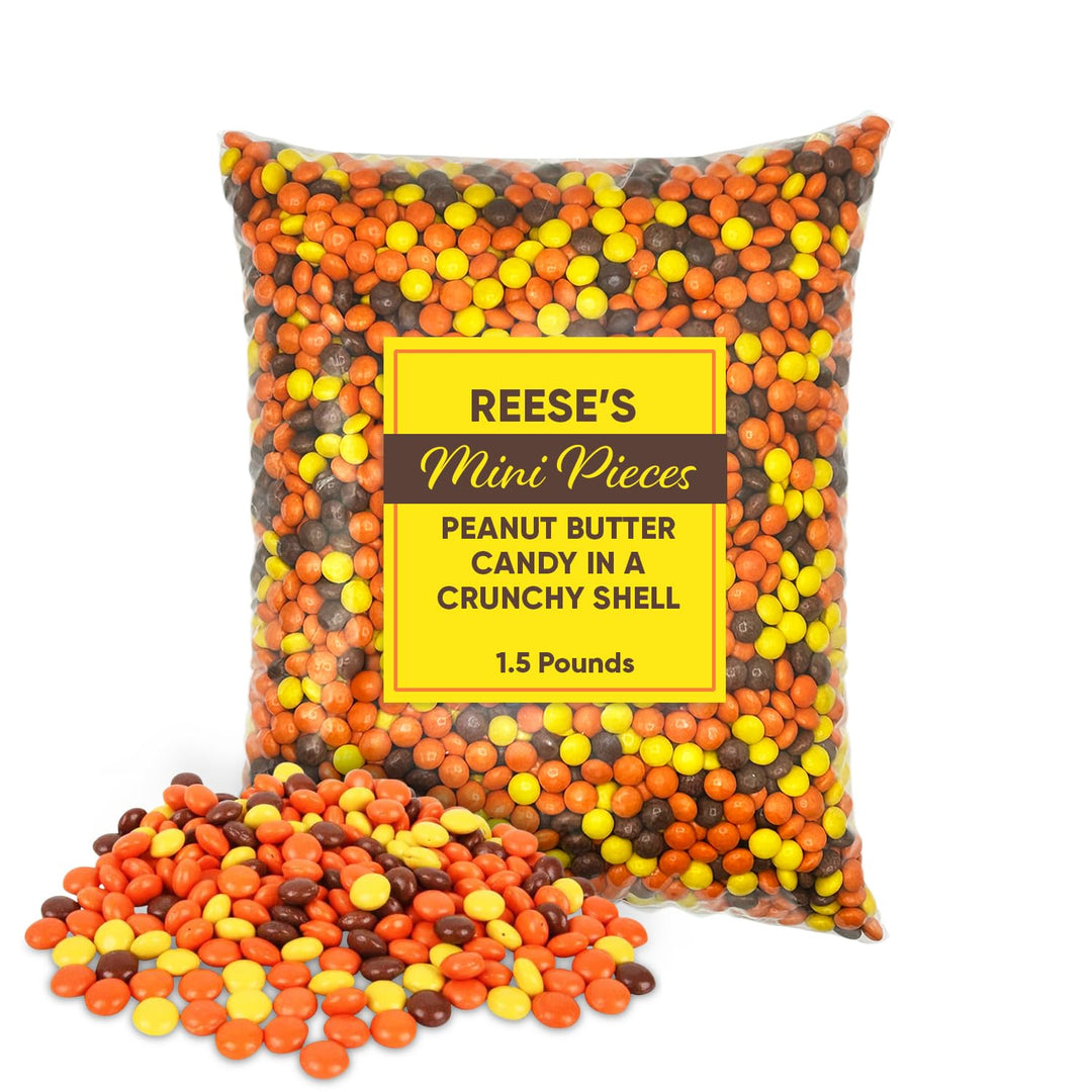 Reeces Pieces Peanut Butter Candy in a Crunchy Shell 1.5 Pounds - Candy For Kids Melting Chocolate Reeces Pieces in Crunchy Shell - Melting Chocolate Reeces Pieces Candy Melts - Crunchy Peanut Reeces Pieces Chocolate Cookie