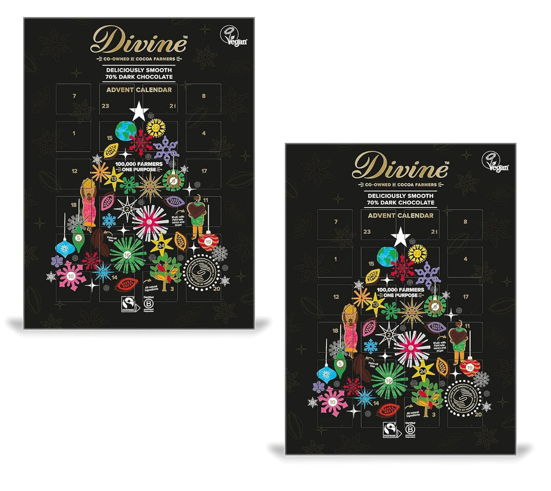 Smiling Sweets Advent Calendars - Pack of 2 - Dark Chocolate - Delicious Traditions for Friends and Family - Great for Sharing - Great Taste and Fun to Use
