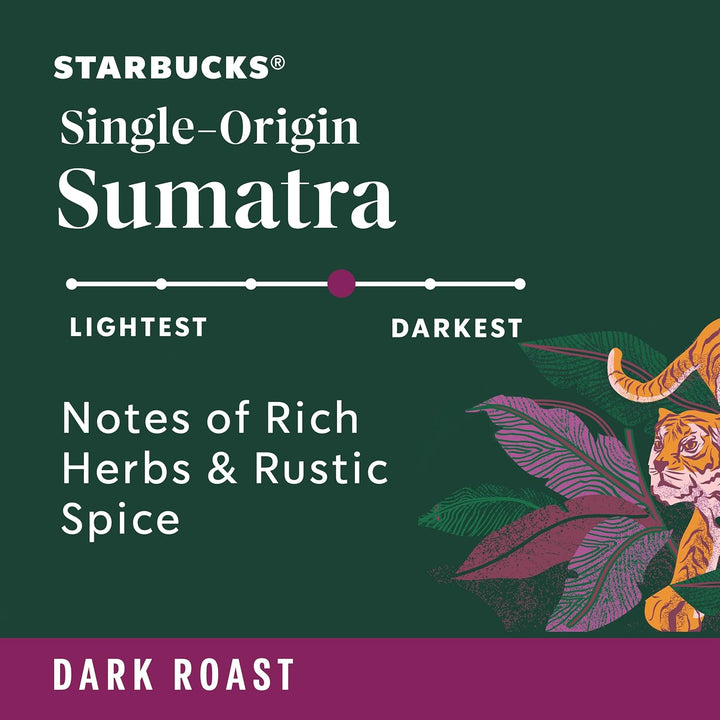 Starbucks Sumatra K-Cups, dark roast coffee pods, 60-count coffee pods, Starbucks Keurig pods, Sumatra single-origin coffee, Arabica K-Cup pods, bold dark roast coffee, Keurig compatible Starbucks pods, ethical coffee sourcing, Starbucks home brew