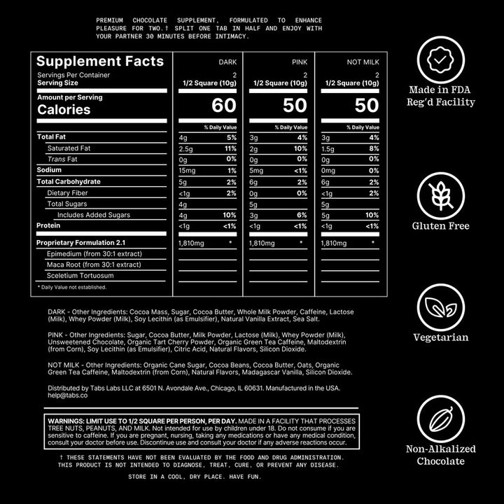 Tabs Mood Chocolate – Mixed Flavors for Couples, Vegan, Gluten-Free sex chocolate