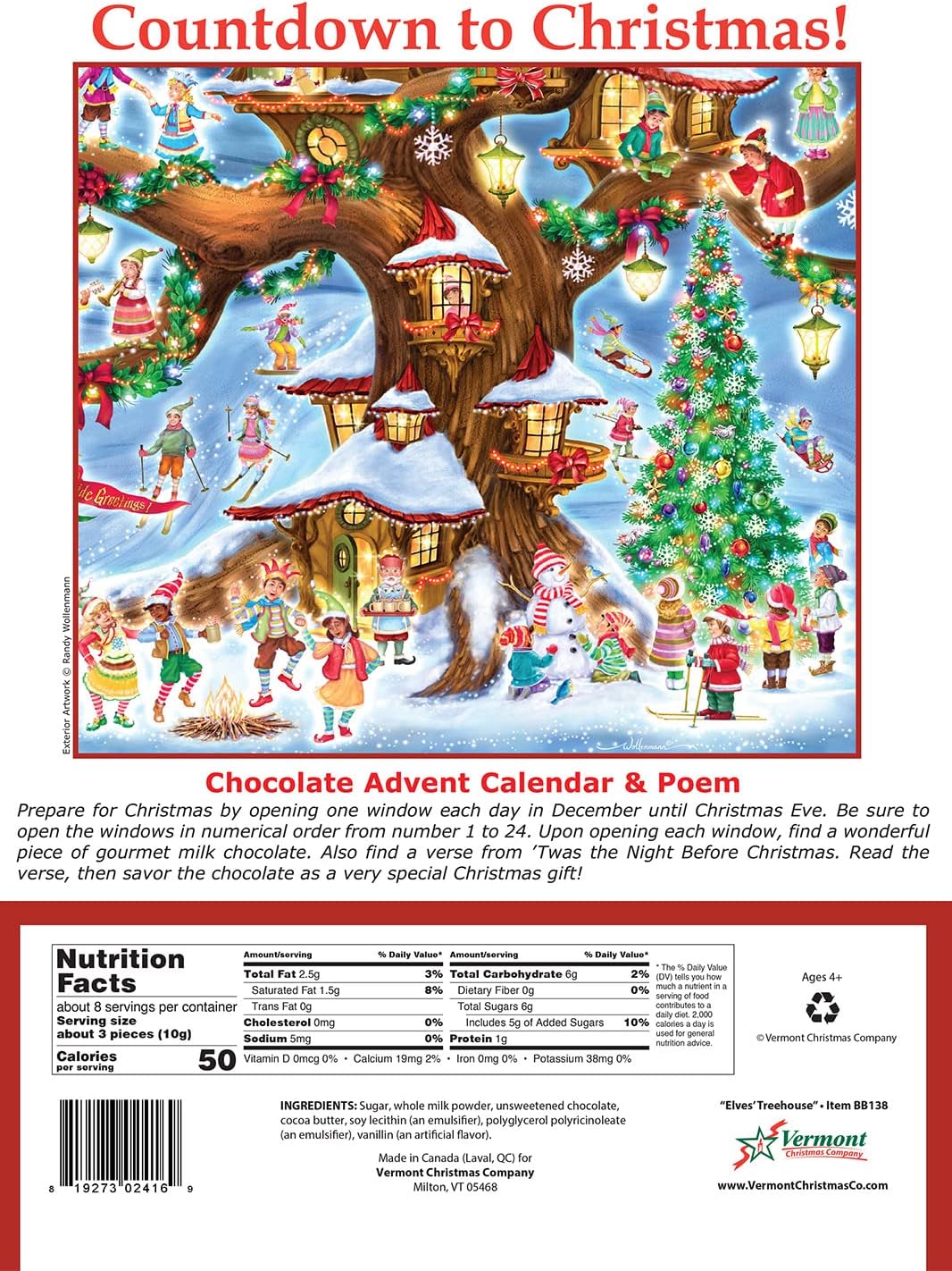 Vermont Christmas Company Elves' Treehouse Chocolate Advent Calendar (Countdown to Christmas)