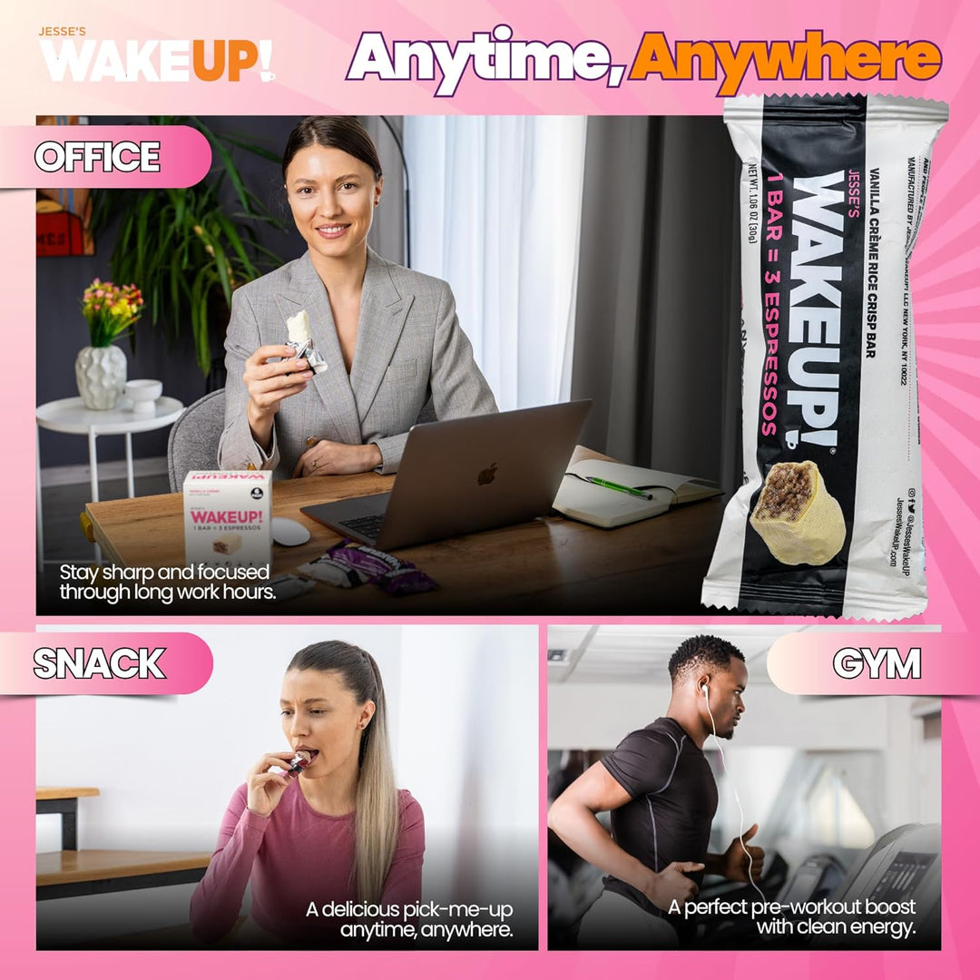WAKE UP! Chocolate Caffeinated Protein Bars – 350 mg Clean Caffeine 