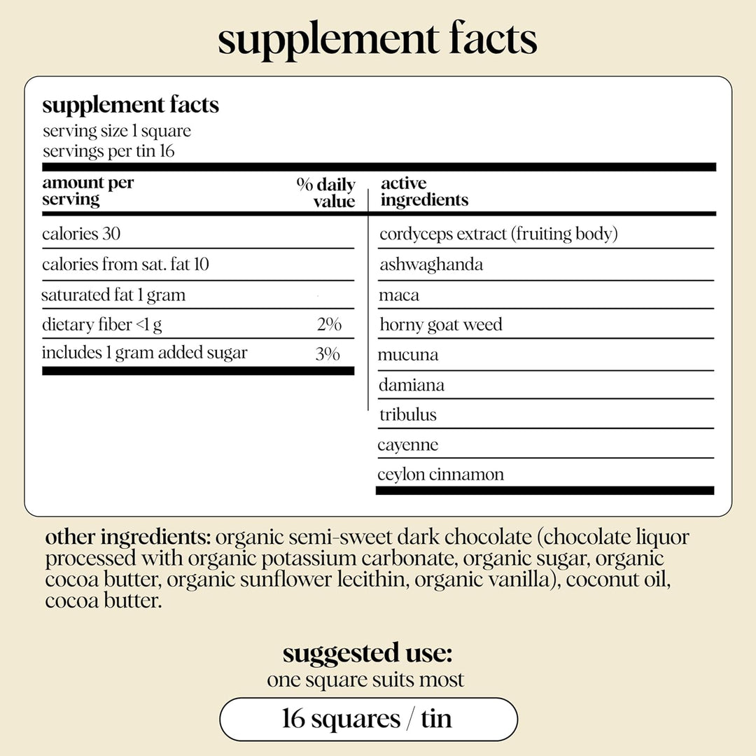 Adaptogenic mushroom chocolate with cordyceps and ashwagandha