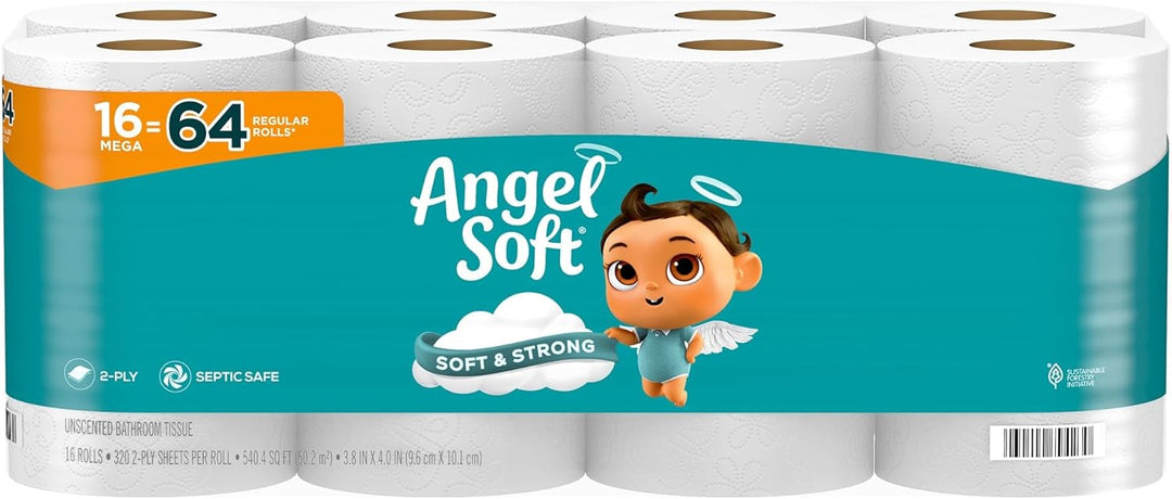Angel Soft 16 Mega Rolls soft and strong toilet paper