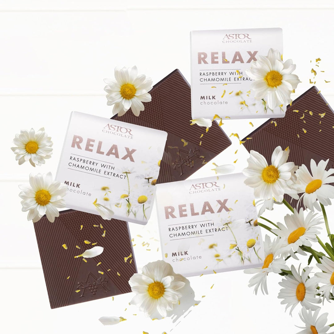 Individually wrapped raspberry chamomile chocolate squares