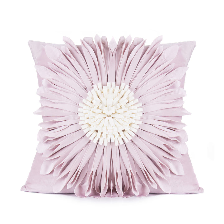 Fashion Modern Style White Throw Pillows Velvet Stitching 3D Chrysanthemum Cushion Waist Pillow Blue Cushion Case