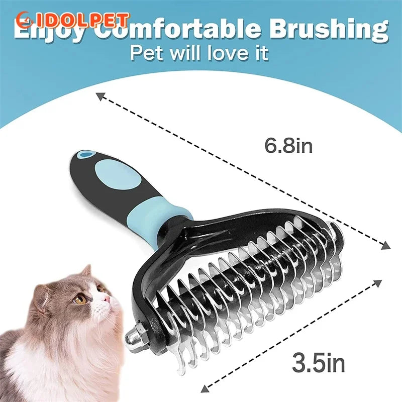 Cat grooming tool for fur removal and tangles