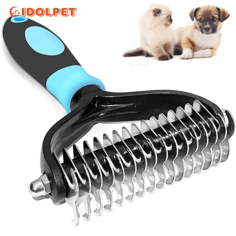 Double-sided deshedding comb for dogs and cats