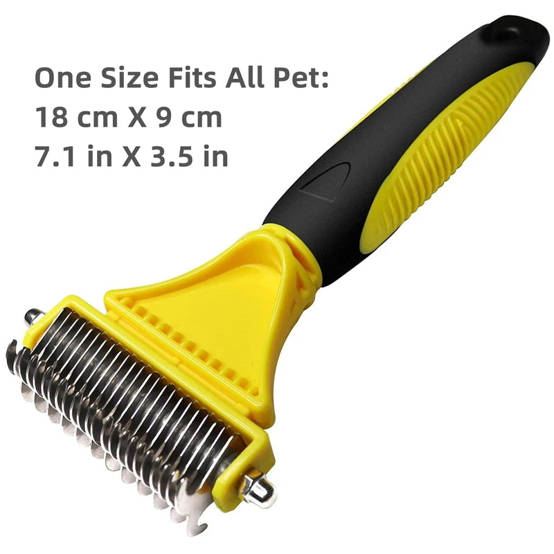  Durable grooming brush with rust-resistant stainless steel blades