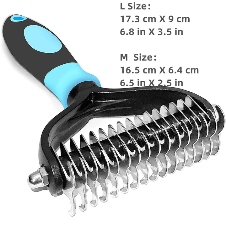  Easy-clean pet comb with a comfortable non-slip grip for control