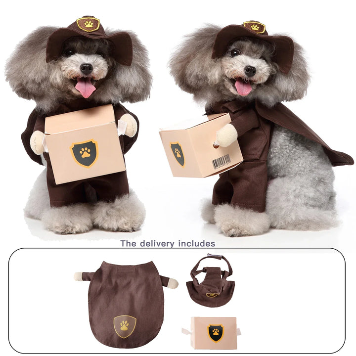  Easy-to-wear dog costume set with postman-themed accessories
