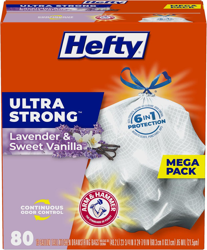 Hefty Ultra Strong 13 gallon lavender vanilla kitchen trash bags