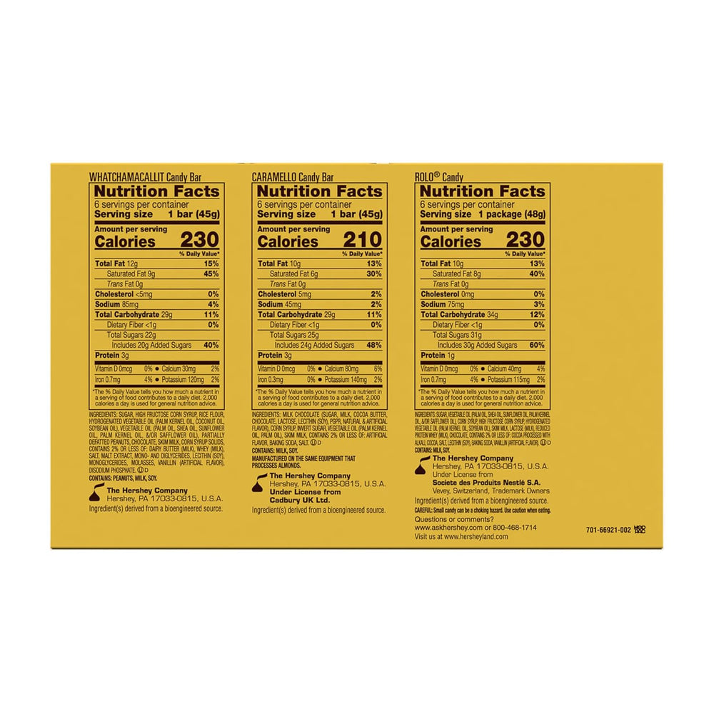Hershey Assorted Caramel Candy Box, 29.4 oz (18 Pieces)