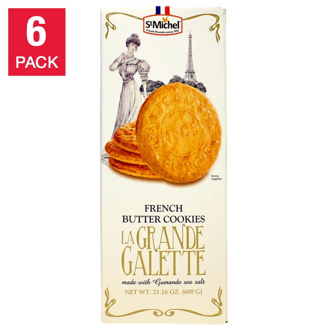 La Grande Galette French butter cookies, 6-pack imported 1.3lb box with rich buttery taste