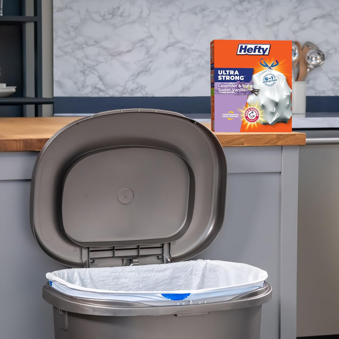 Arm & Hammer scented drawstring garbage bags leak resistant