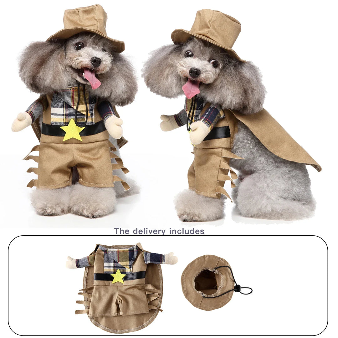 Lightweight and funny dog costume designed like a postman
