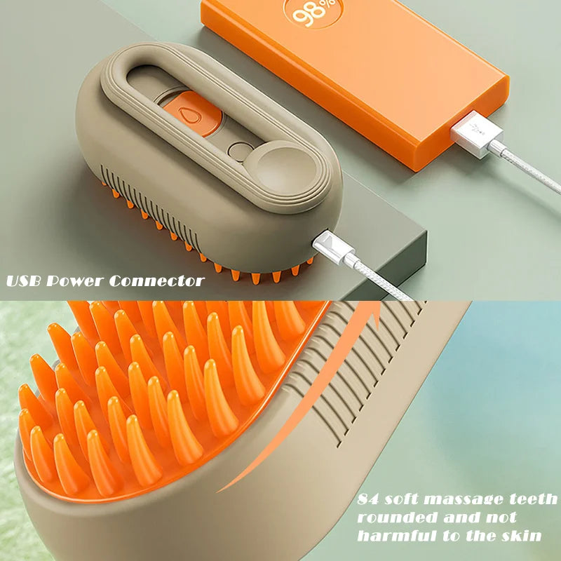 Grooming tool for dogs and cats with steam spray