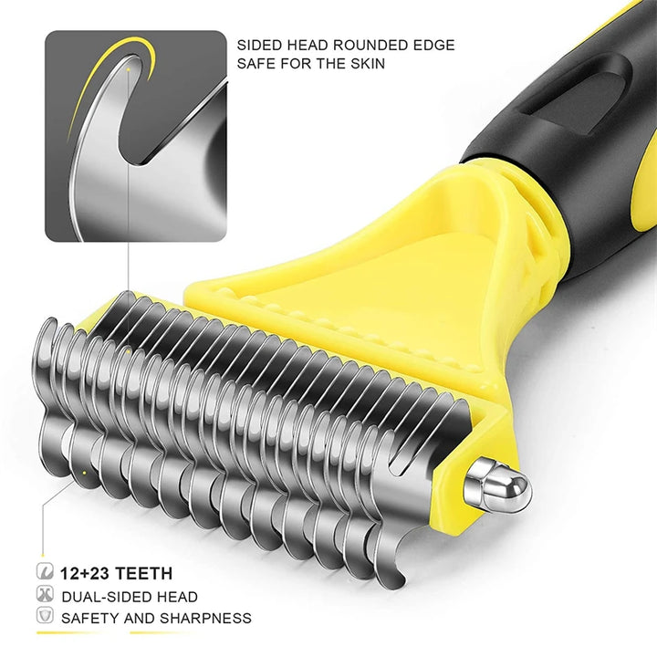 Deshedding grooming tool ideal for pets with thick or long coats