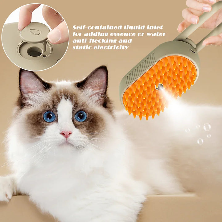 Portable pet steam comb with gentle mist