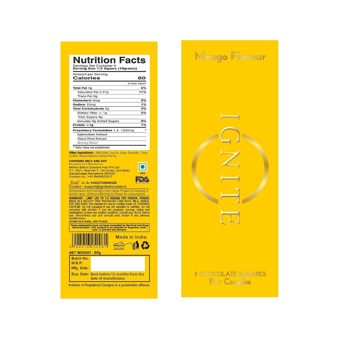 Premium mango-infused dark chocolate squares for sharing