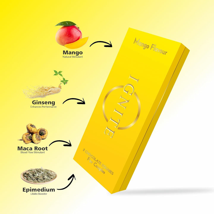 Luxurious dark chocolate with tropical mango flavor