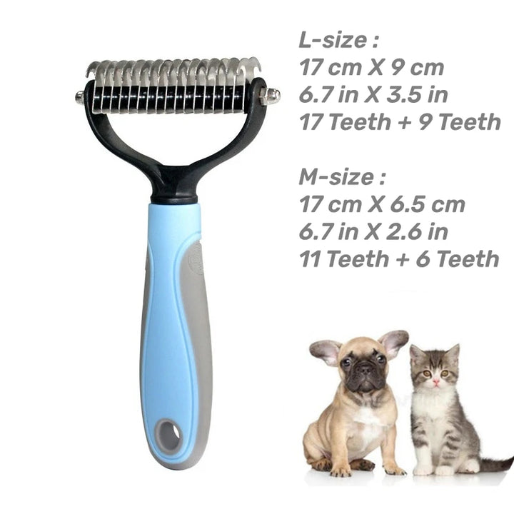 Safe and easy-to-use grooming rake for pets with curly or long fur