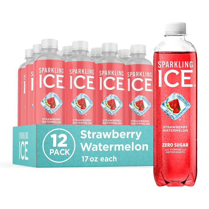 Sparkling Ice zero sugar drinks lined up on a table