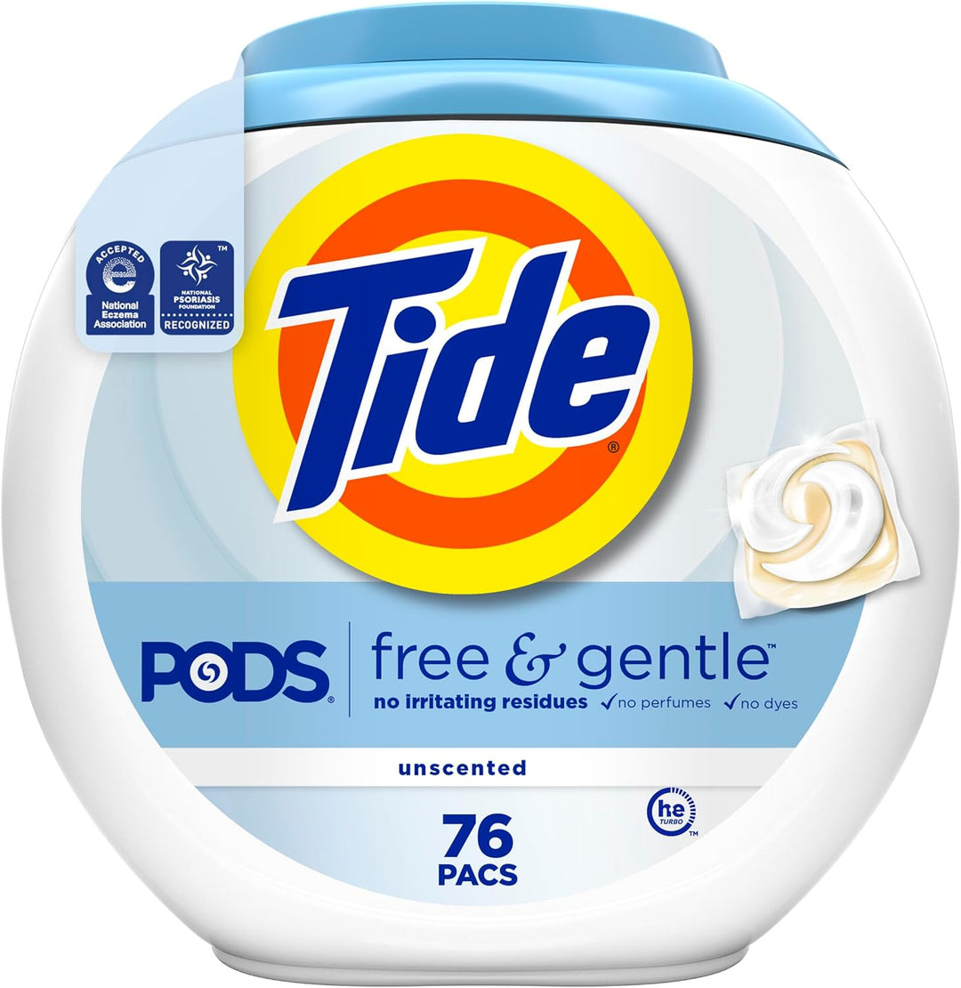 Tide Free & Gentle laundry pods hypoallergenic unscented detergent