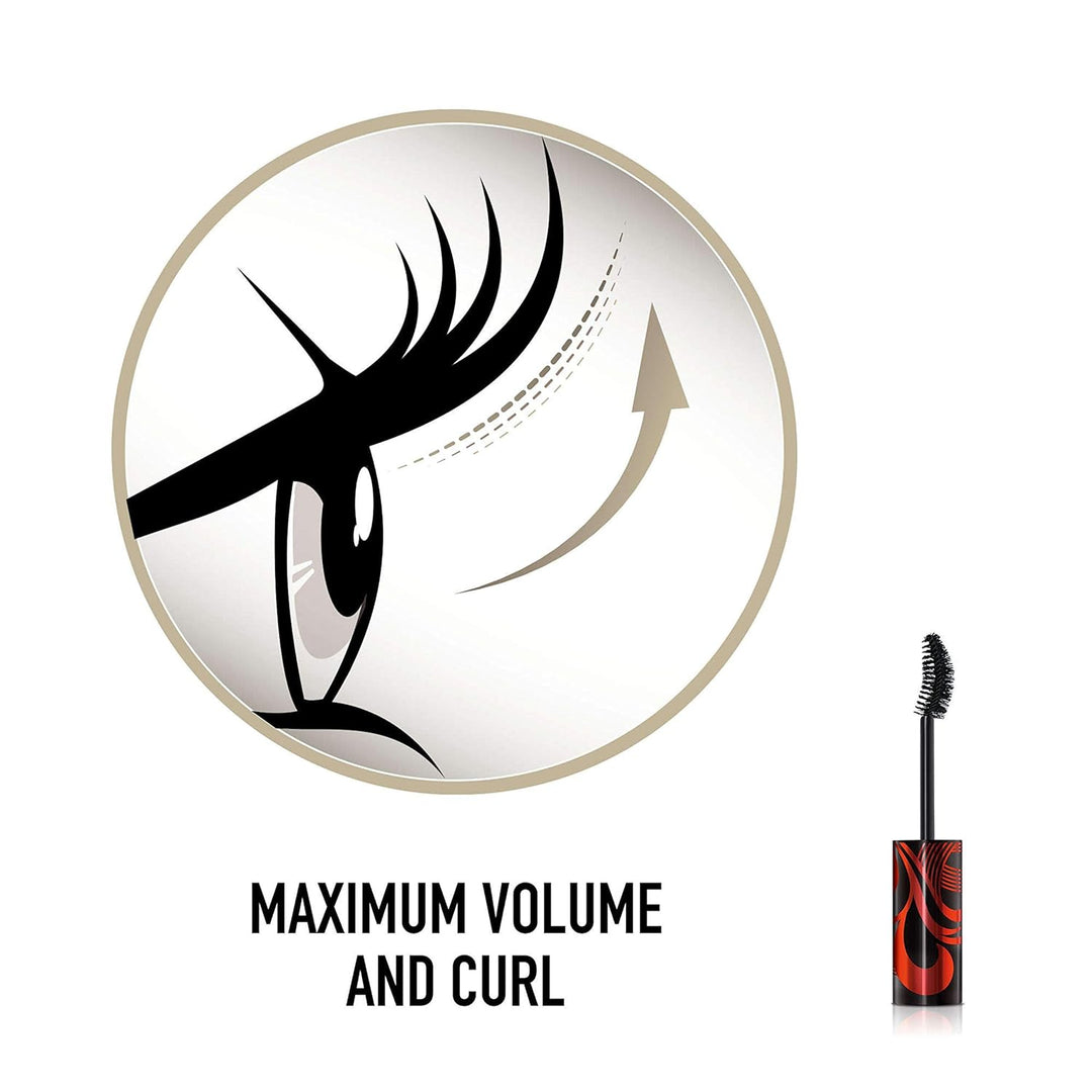 Volumizing mascara with curved brush for lift
