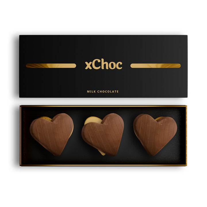 xChoc Chocolate Hearts For Couples - Milk Chocolate to Improve Mood, Performance & Energy - Vegetarian & Gluten-Free for Men & Woman (1 Box) Romance Chocolate