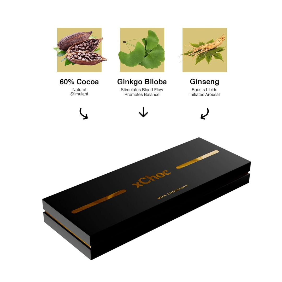 xChoc Chocolate Hearts For Couples - Milk Chocolate to Improve Mood, Performance & Energy - Vegetarian & Gluten-Free for Men & Woman (1 Box) Romance Chocolate